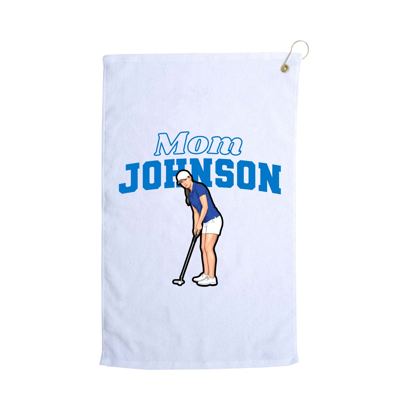 Golf Towel — Mothers Day Block in White