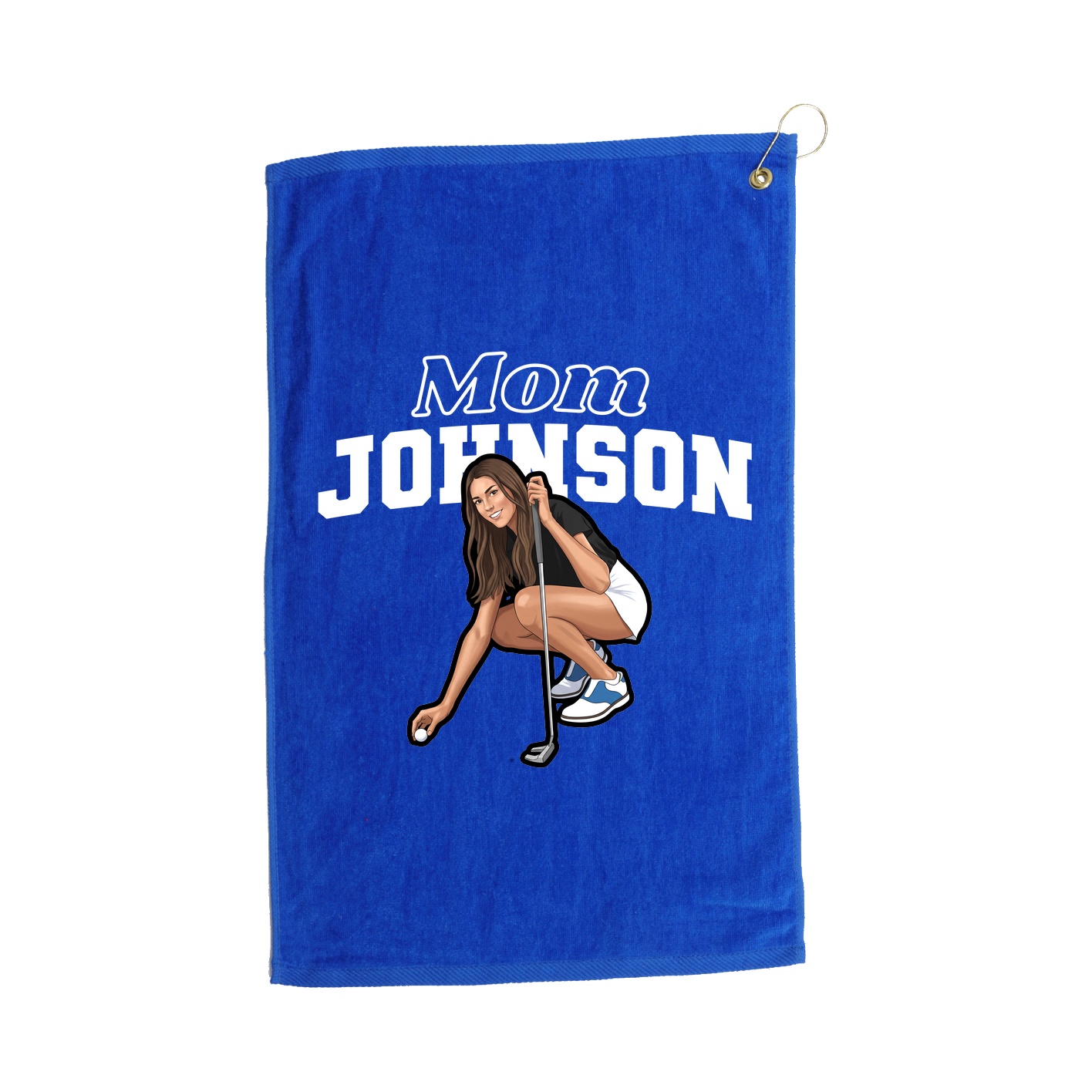 Golf Towel — Mothers Day Block in Royal