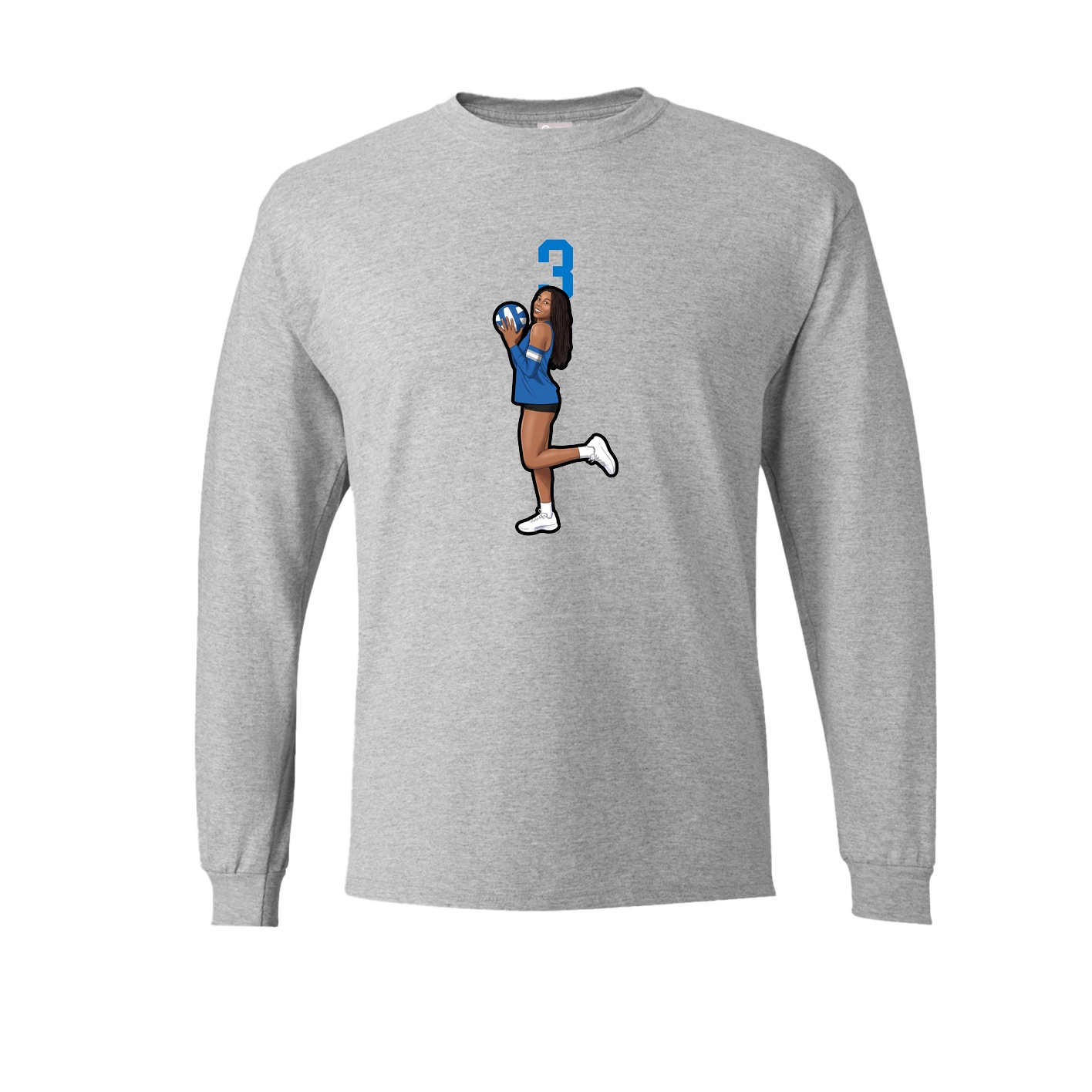 Long Sleeve Tee — Number Top in Grey