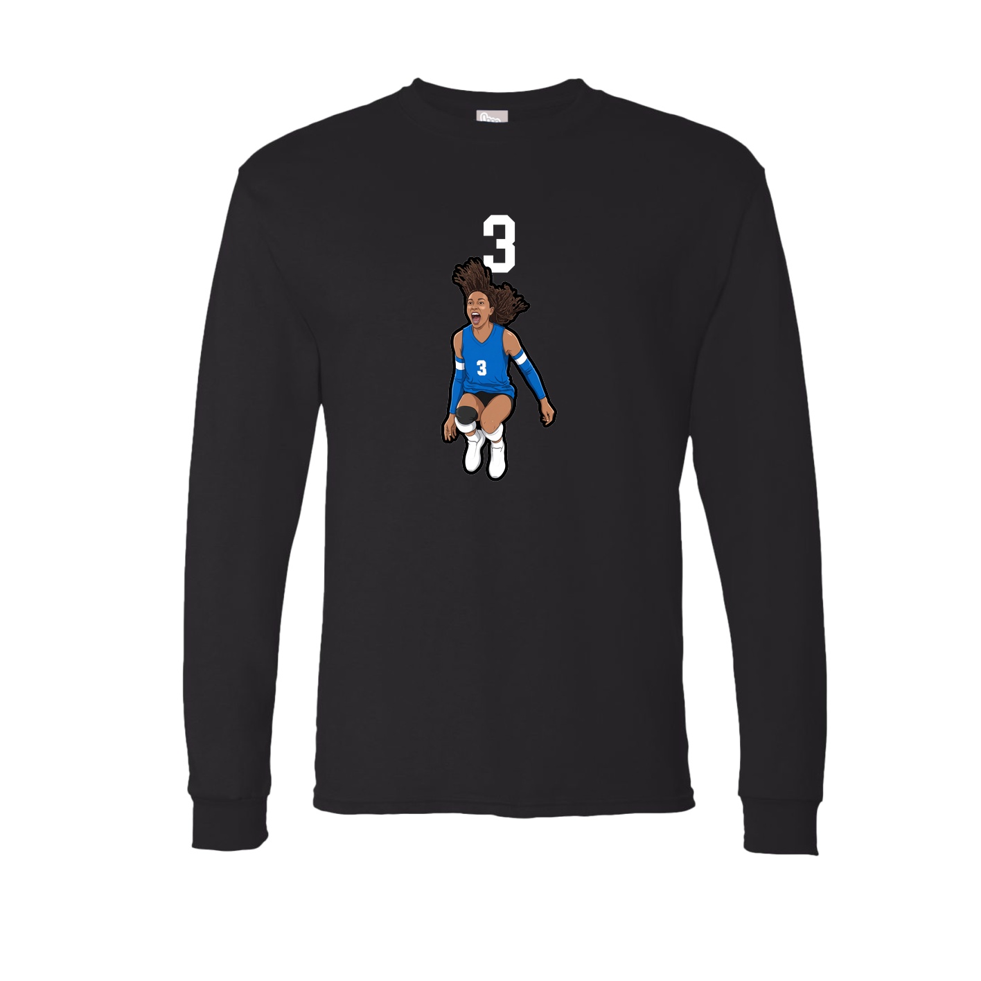 Long Sleeve Tee — Number Top in Black