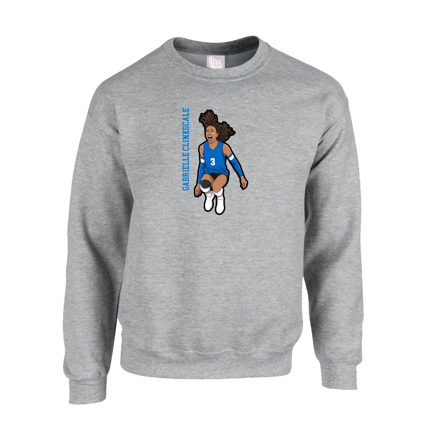 Fleece Crew — Name Vertical in Grey