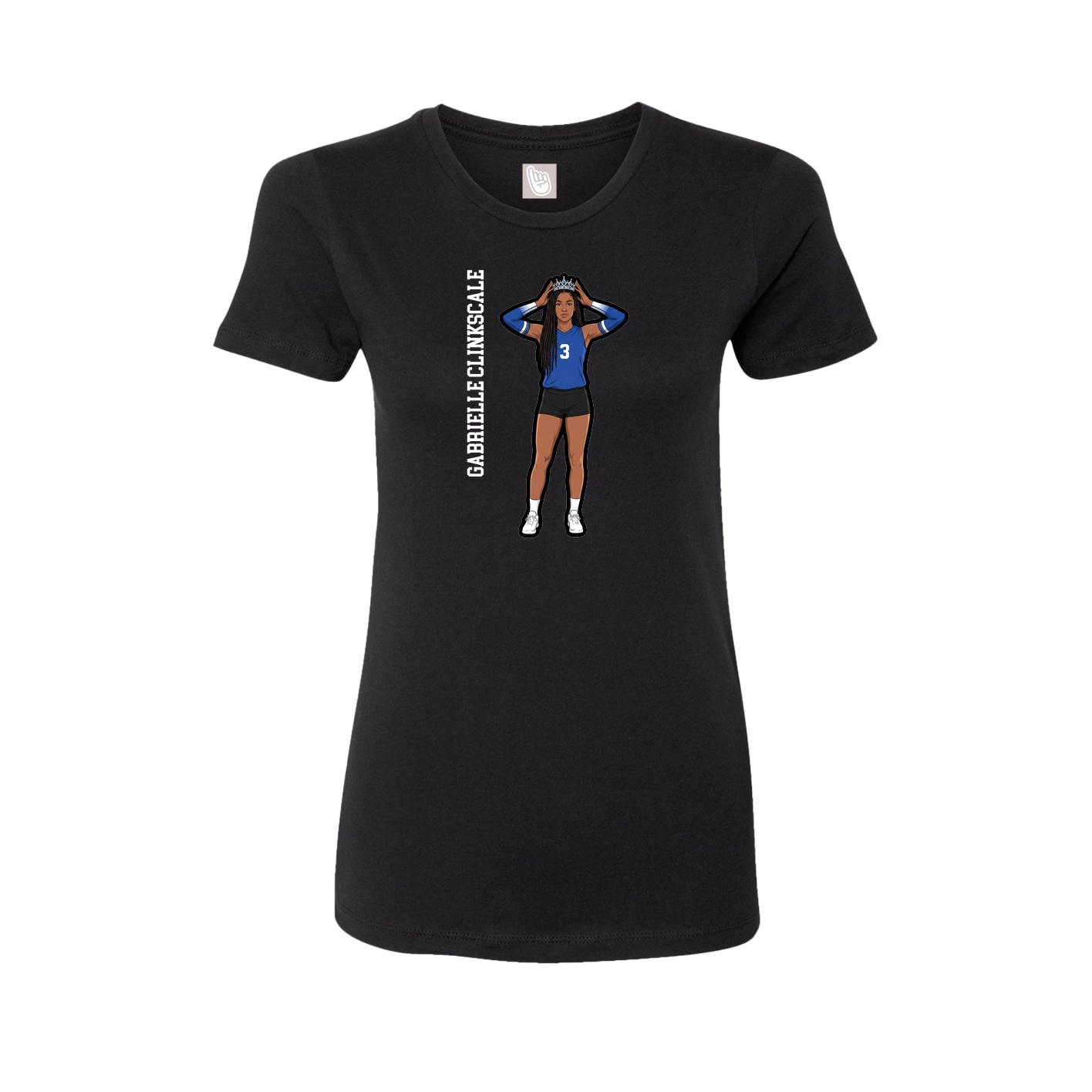 Fitted Women's Tee — Name Vertical in Black
