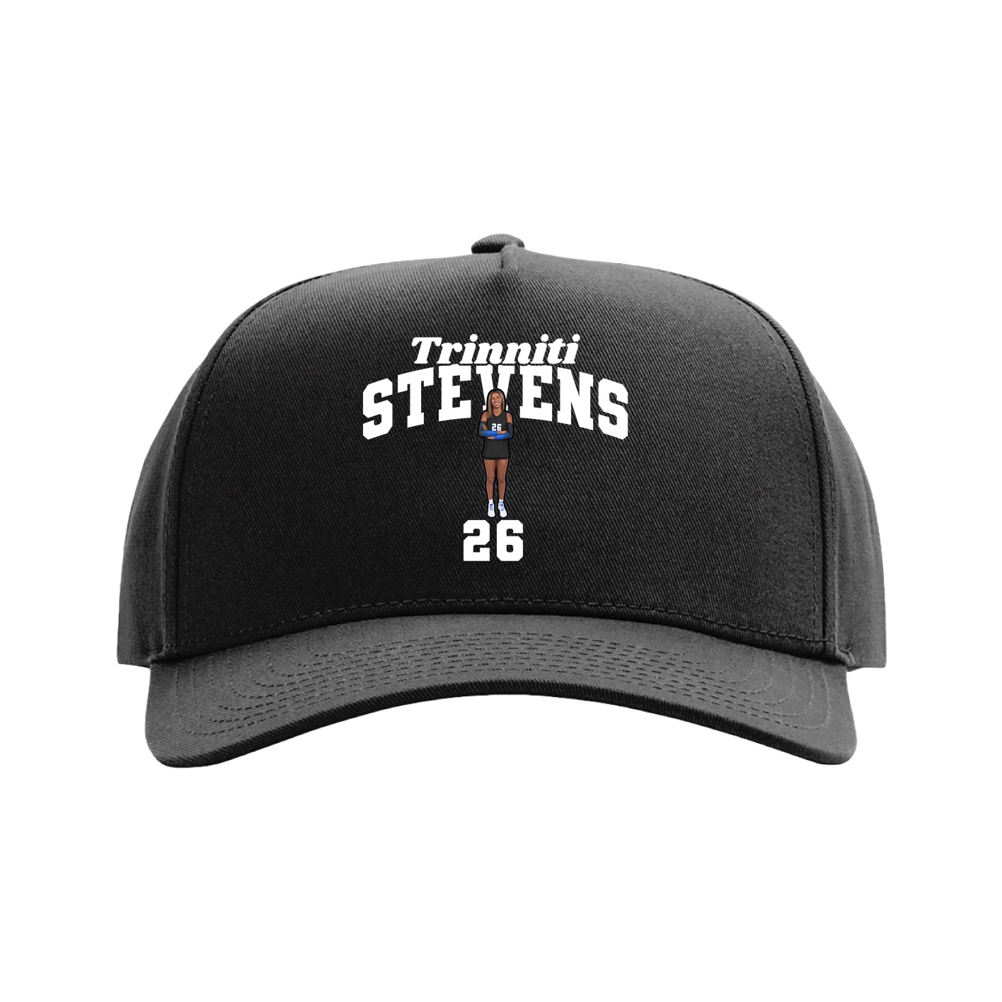 Full Fabric Five-Panel Champ Cap — Signature Arch in Black