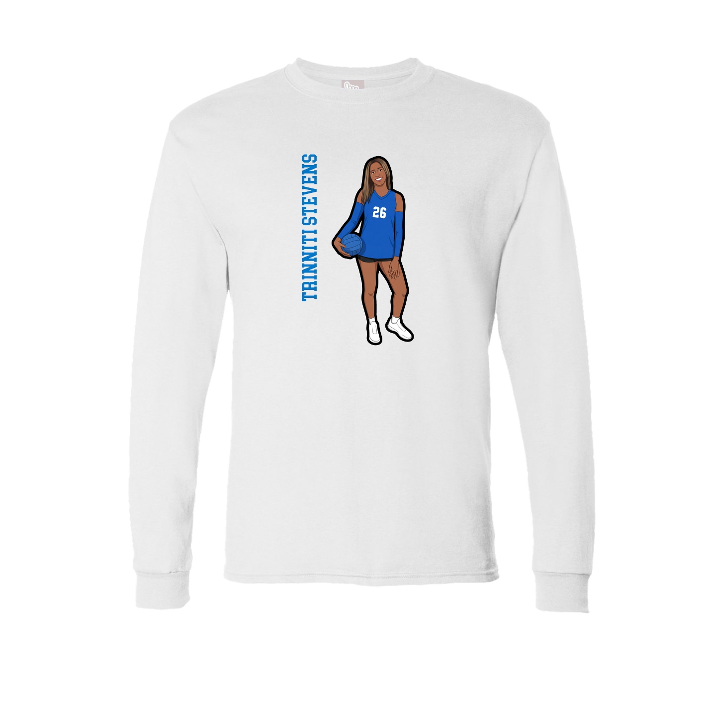Long Sleeve Tee — Name Vertical in White