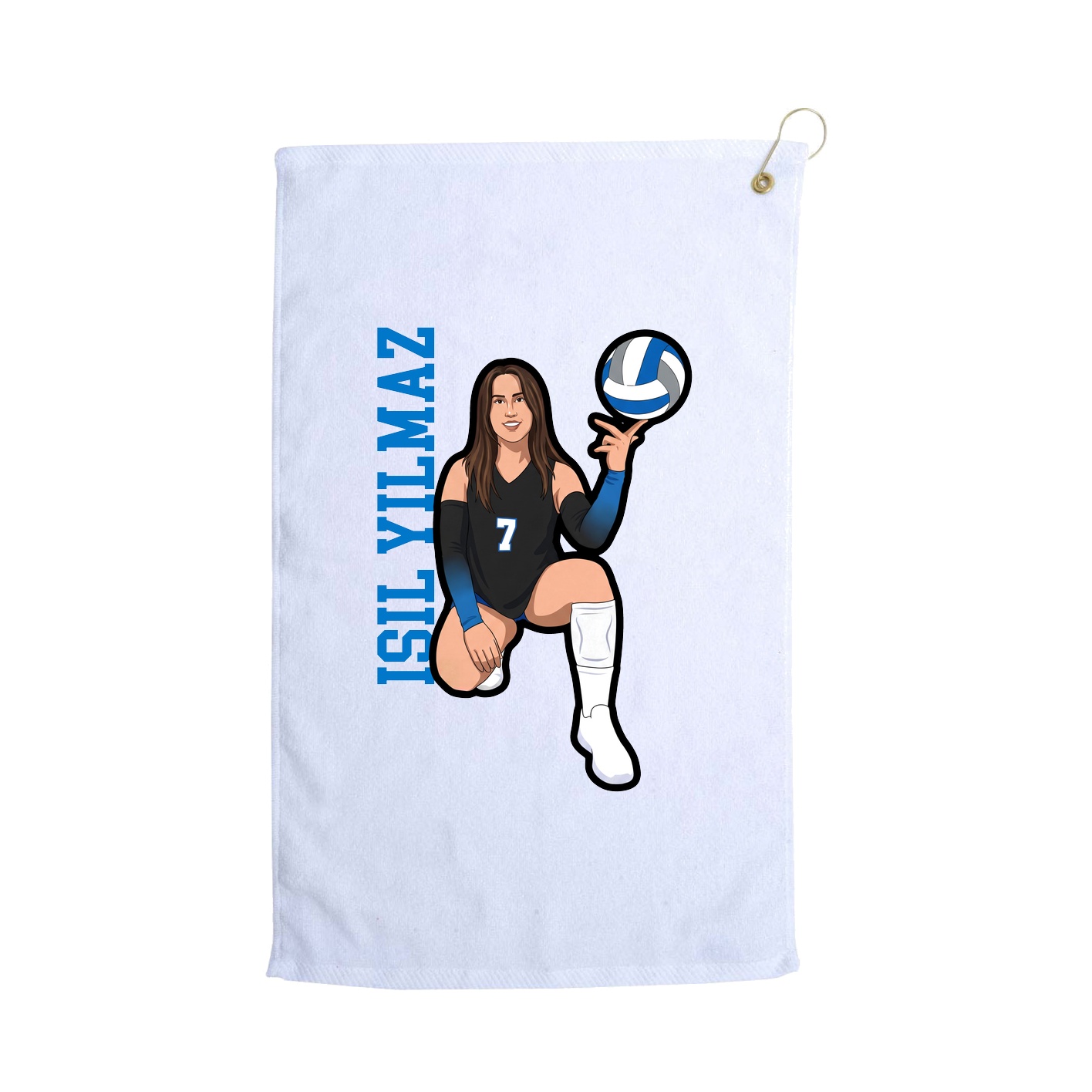 Golf Towel — Name Vertical in White