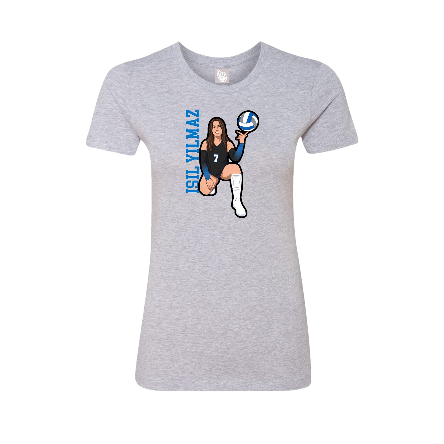 Fitted Women's Tee — Name Vertical in Grey
