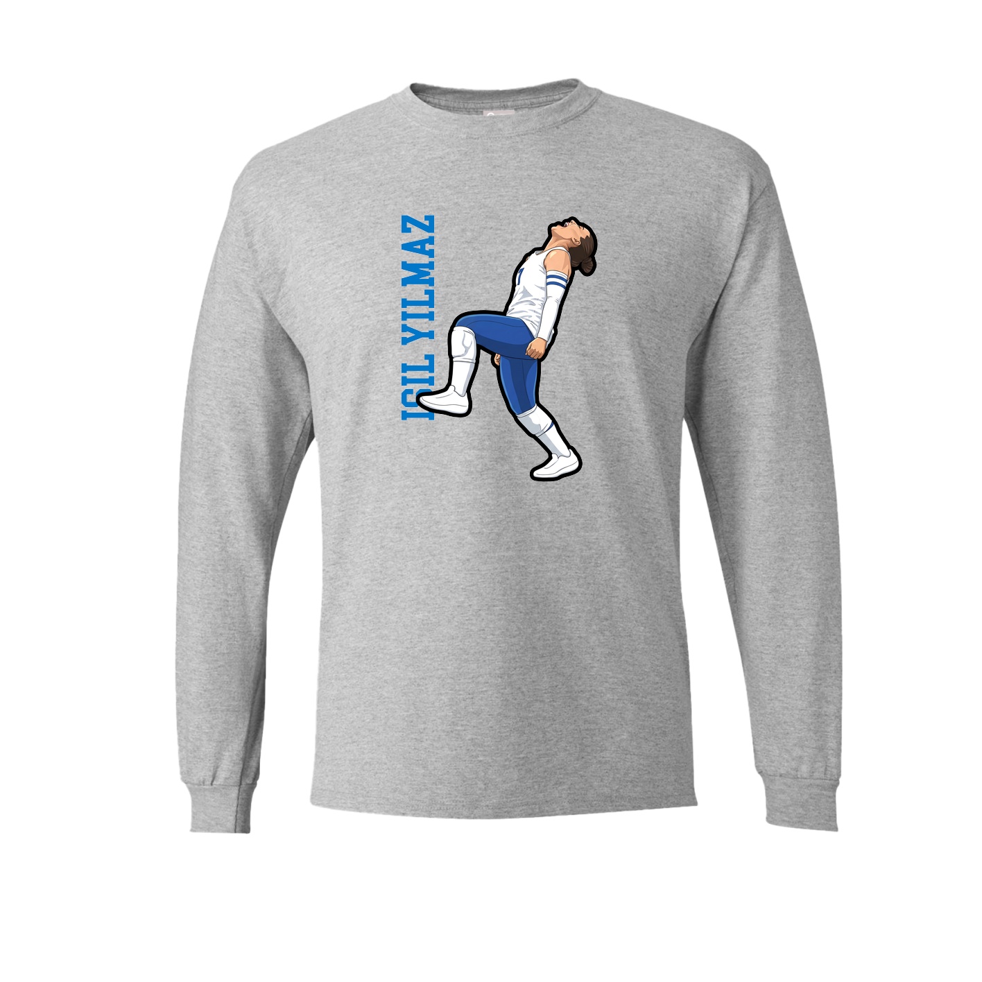 Long Sleeve Tee — Name Vertical in Grey