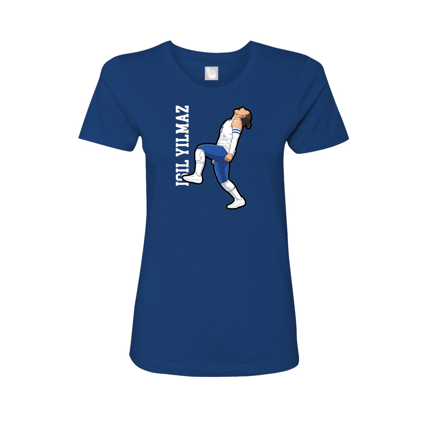 Fitted Women's Tee — Name Vertical in Royal