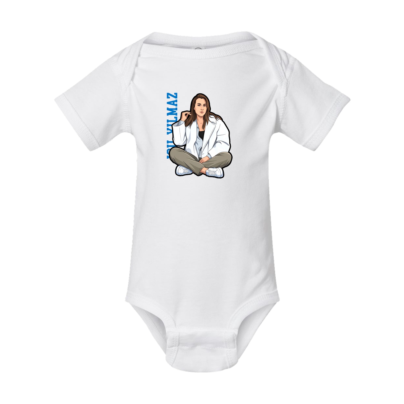 Baby Onesie — Name Vertical in White