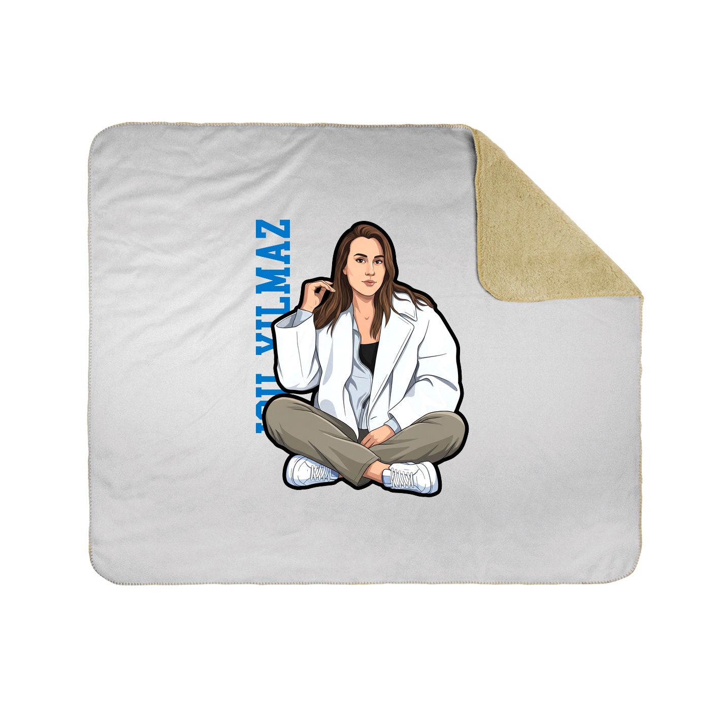 Throw Blanket — Name Vertical in White