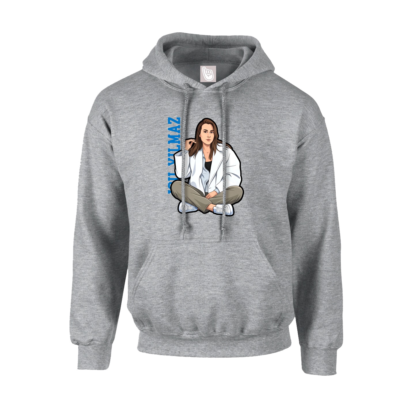 Youth Hoodie — Name Vertical in Grey