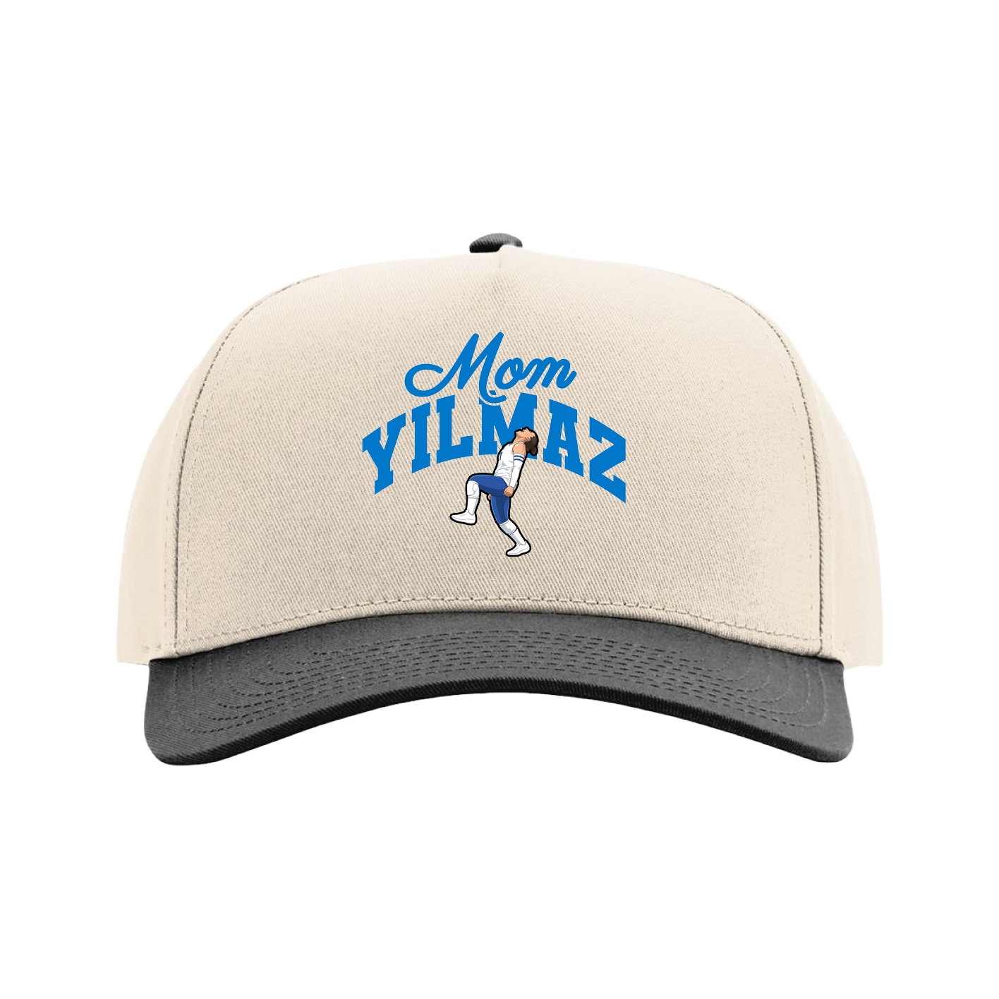 Full Fabric Five-Panel Champ Cap — Mothers Day Arch in Cream/Black