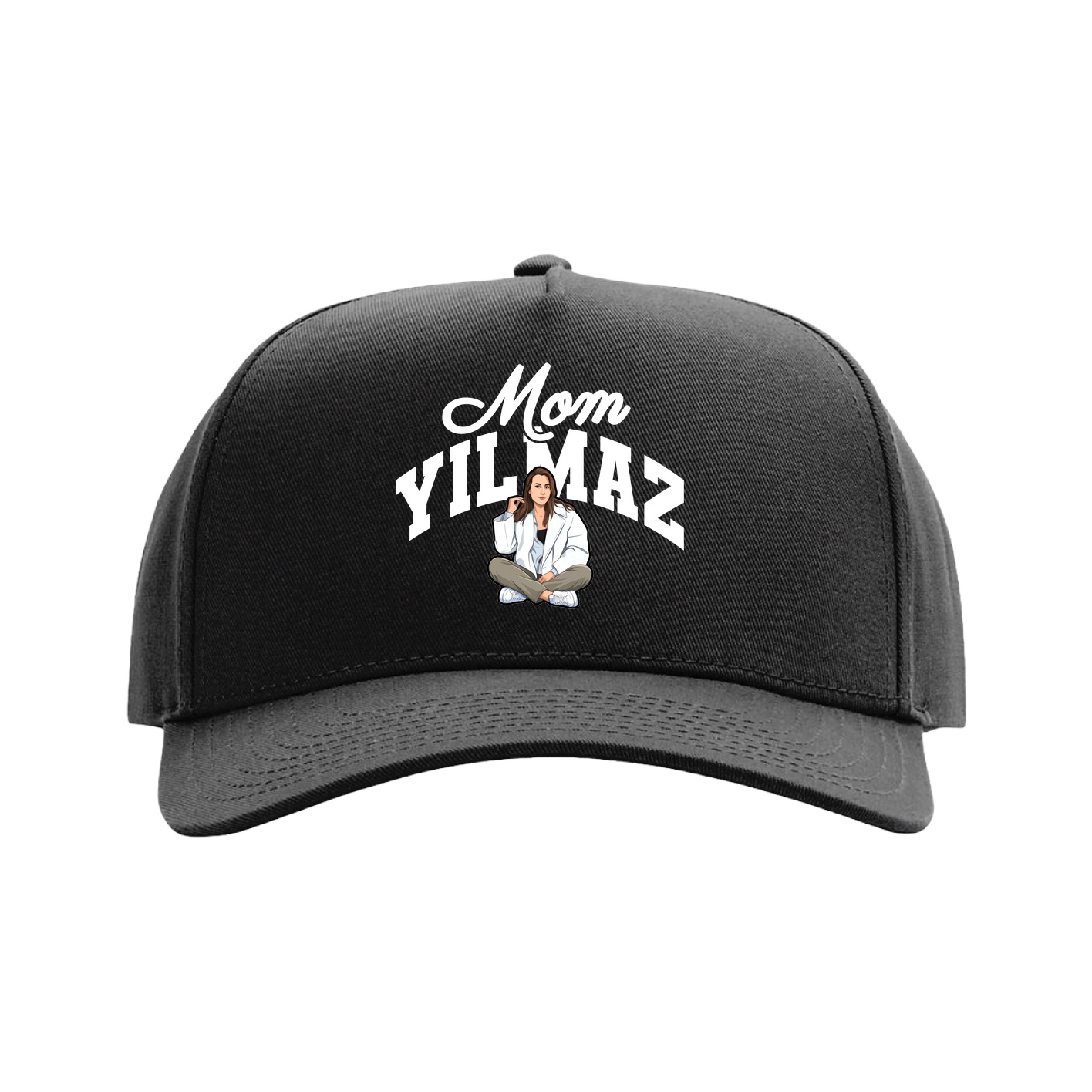 Full Fabric Five-Panel Champ Cap — Mothers Day Arch in Black