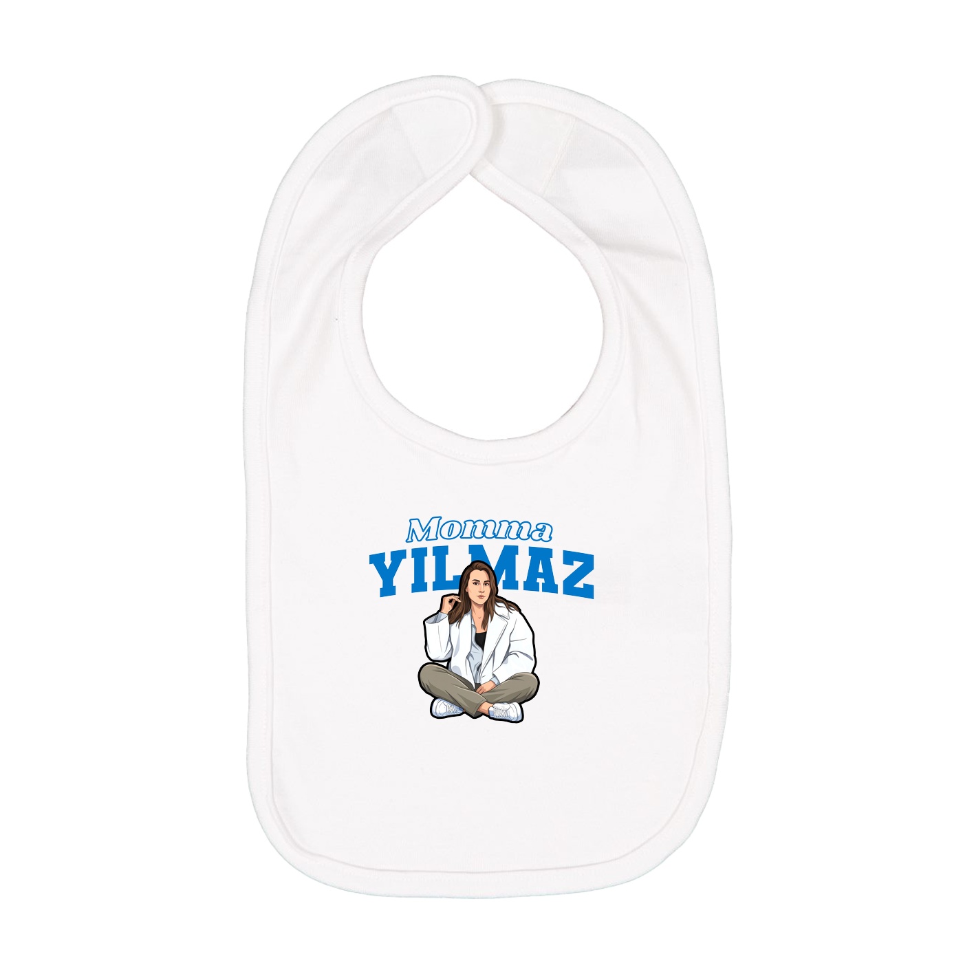 Infant Bib — Mothers Day Block in White
