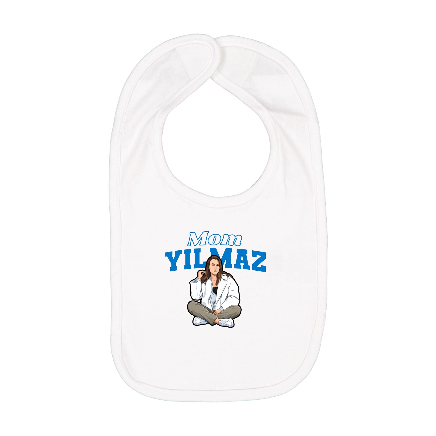 Infant Bib — Mothers Day Block in White