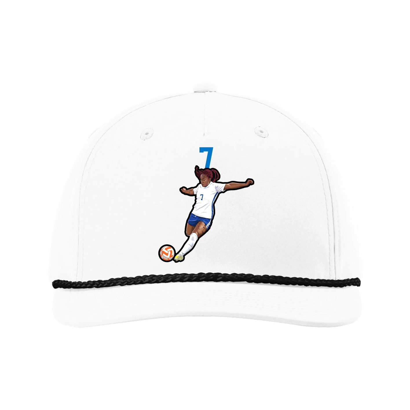 Five-Panel Classic Rope Cap — Number Top in White