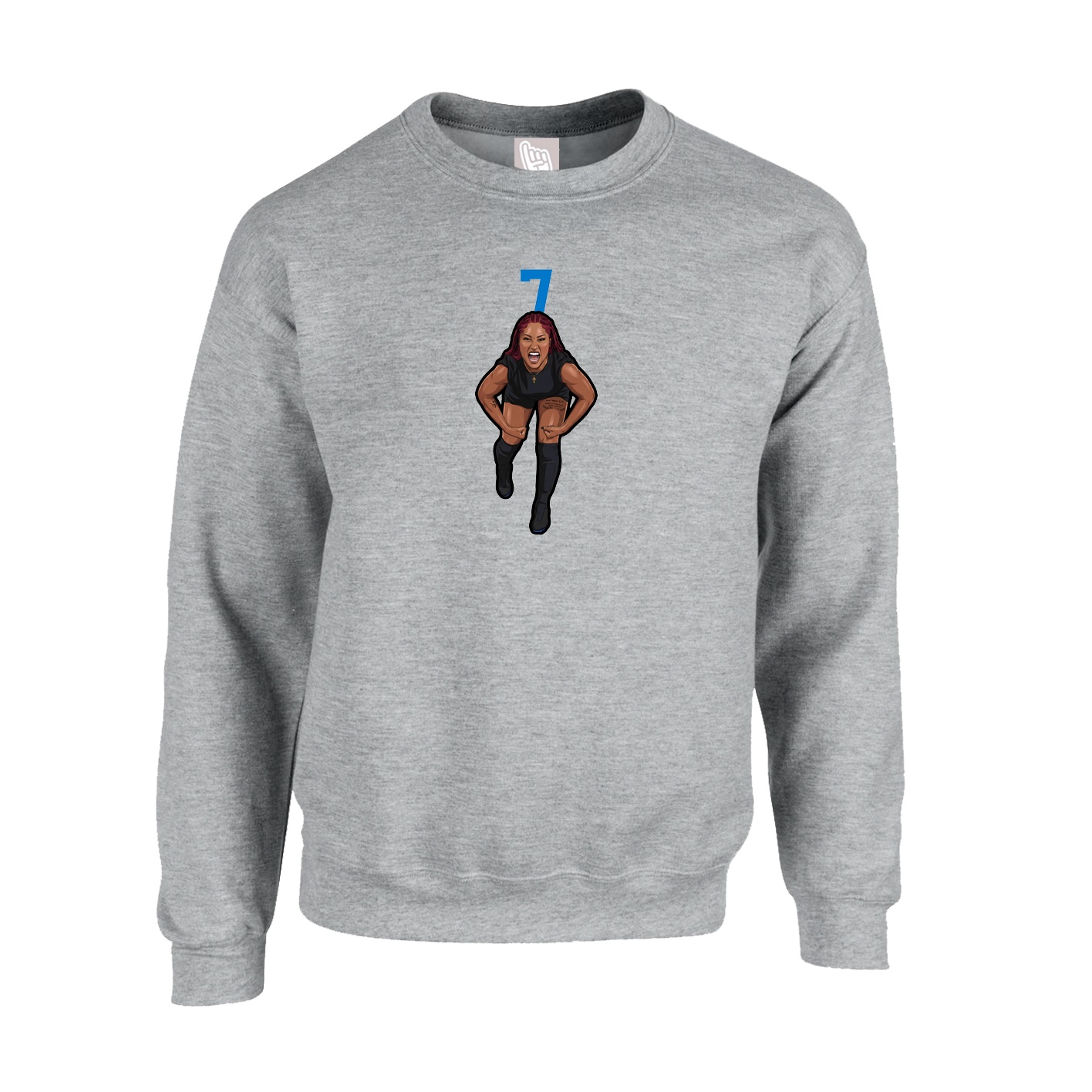 Fleece Crew — Number Top in Grey