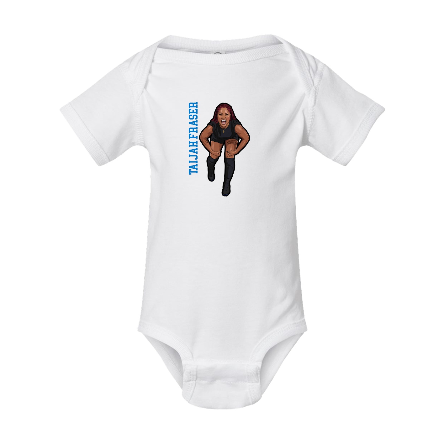 Baby Onesie — Name Vertical in White