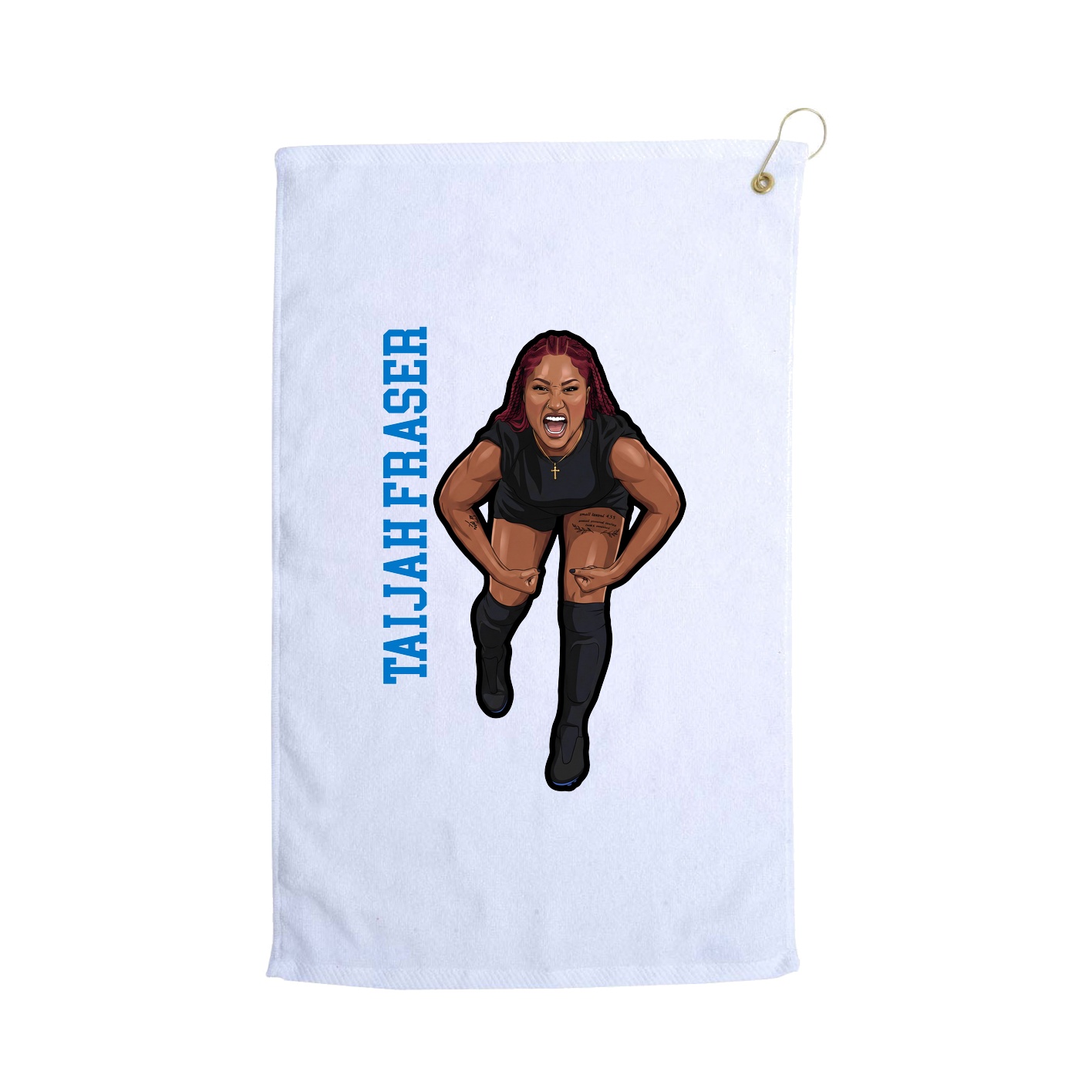 Golf Towel — Name Vertical in White
