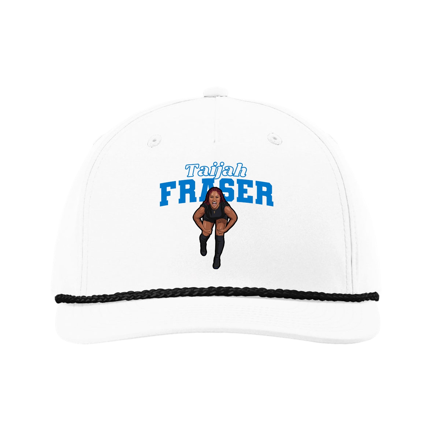 Five-Panel Classic Rope Cap — Name Arch in White