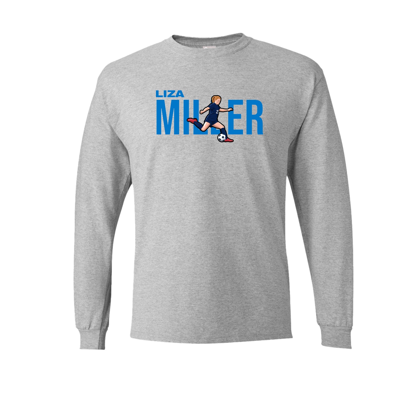 Long Sleeve Tee — Player Name in Grey