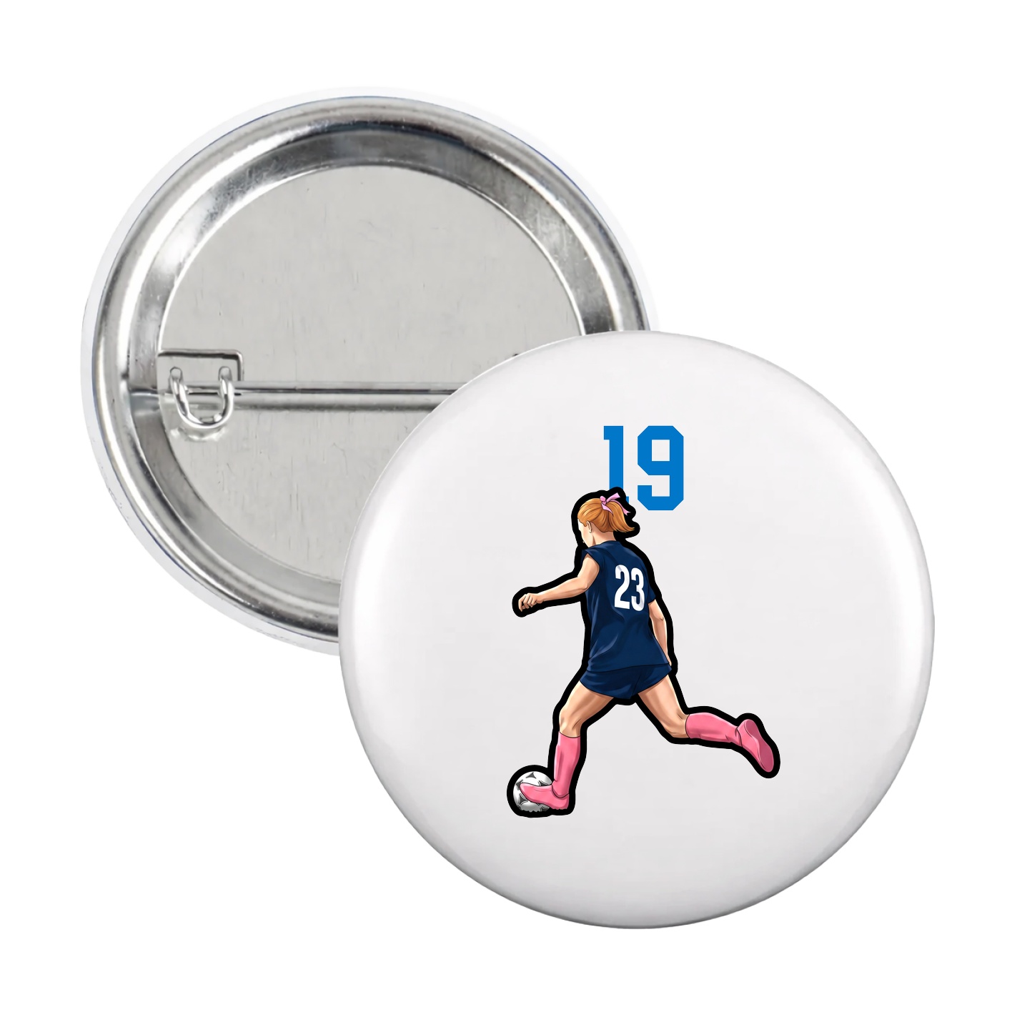 Game Day Button — Number Top in White
