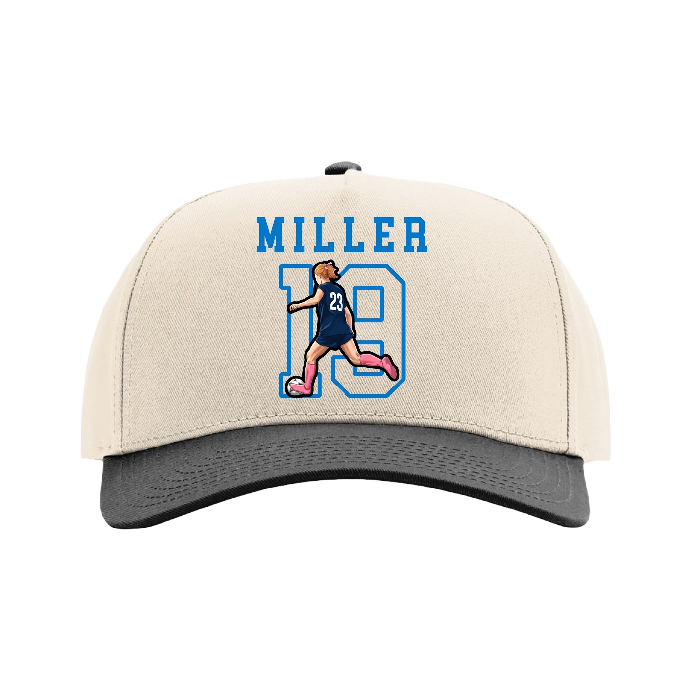 Full Fabric Five-Panel Champ Cap — Shirsey in Cream/Black