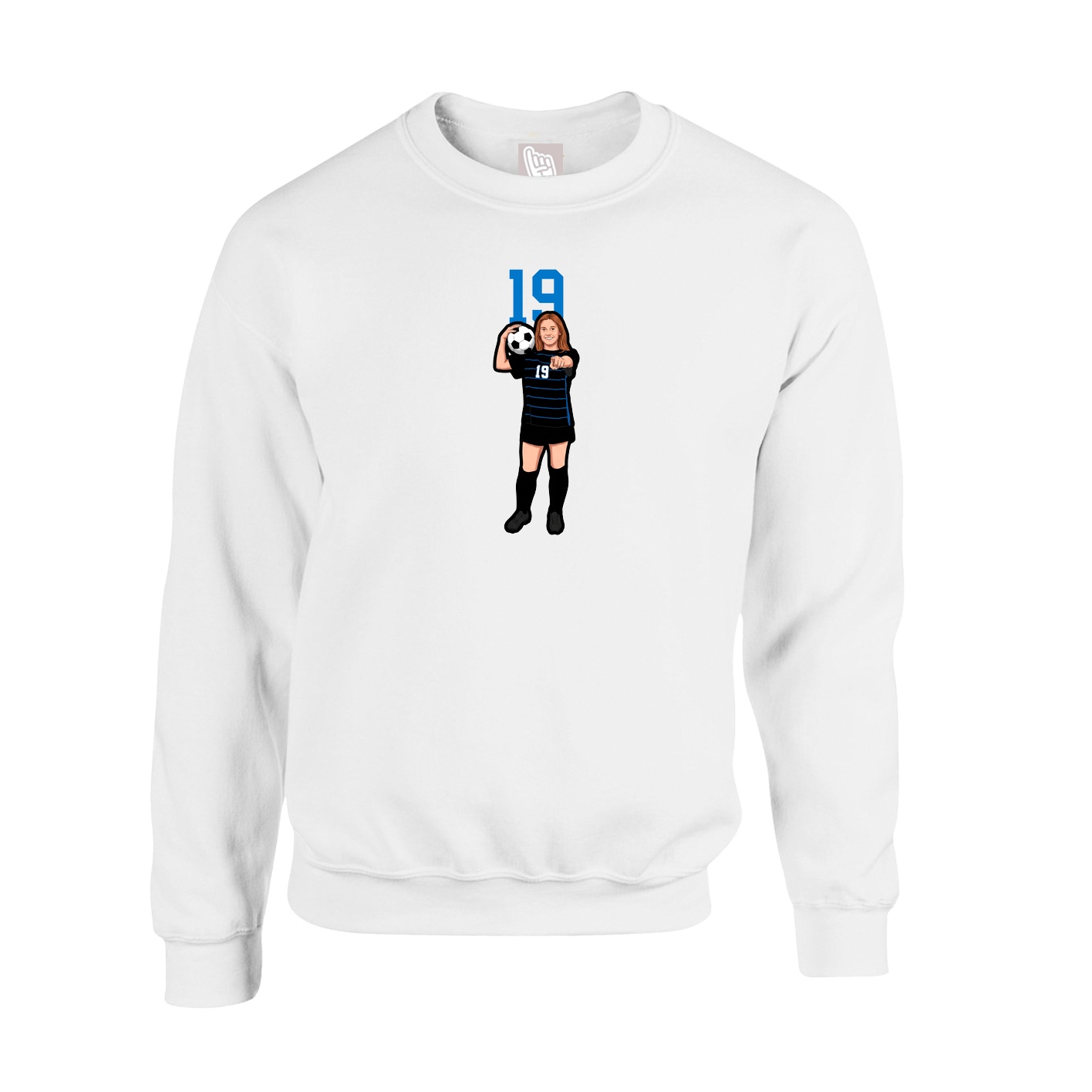 Fleece Crew — Number Top in White