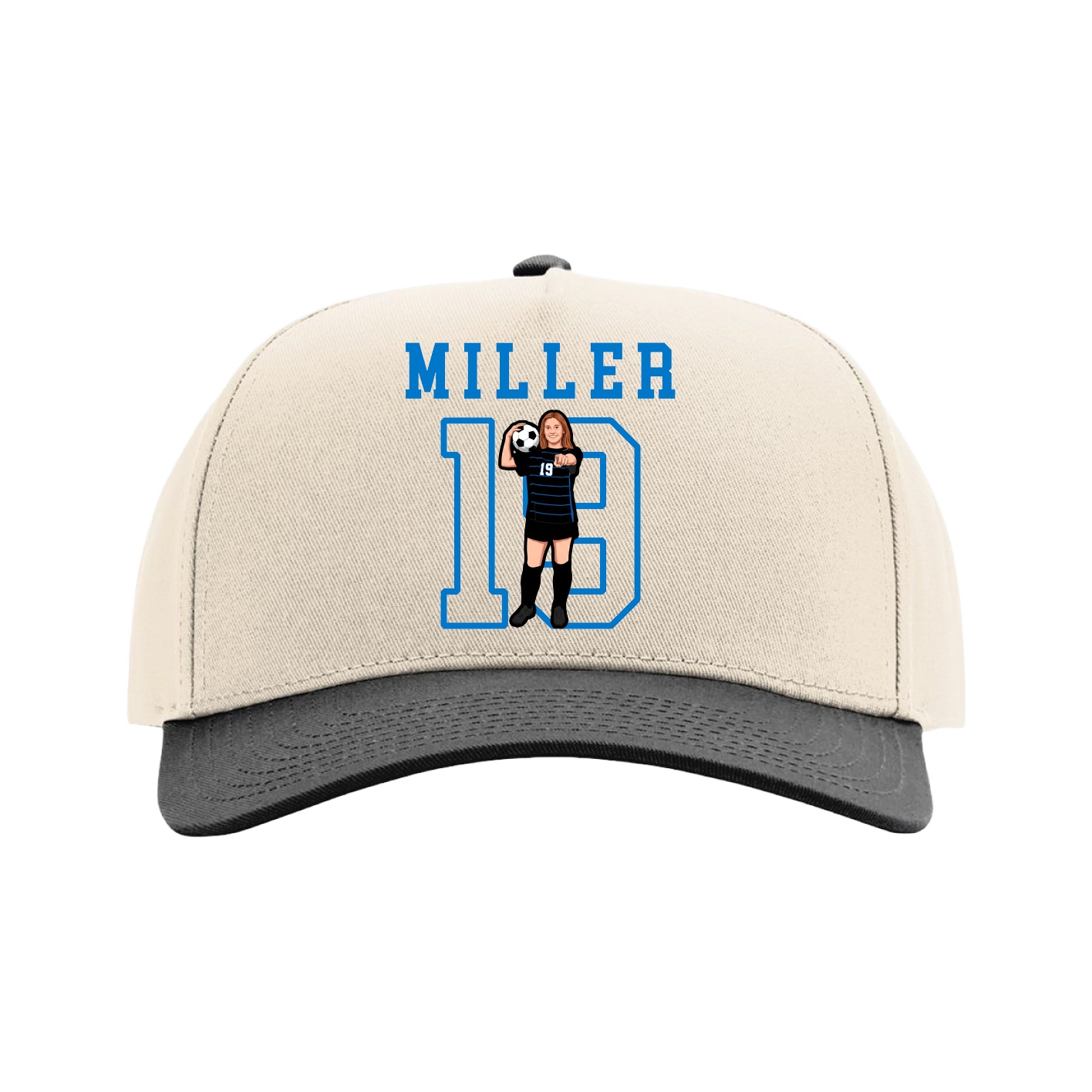 Full Fabric Five-Panel Champ Cap — Shirsey in Cream/Black