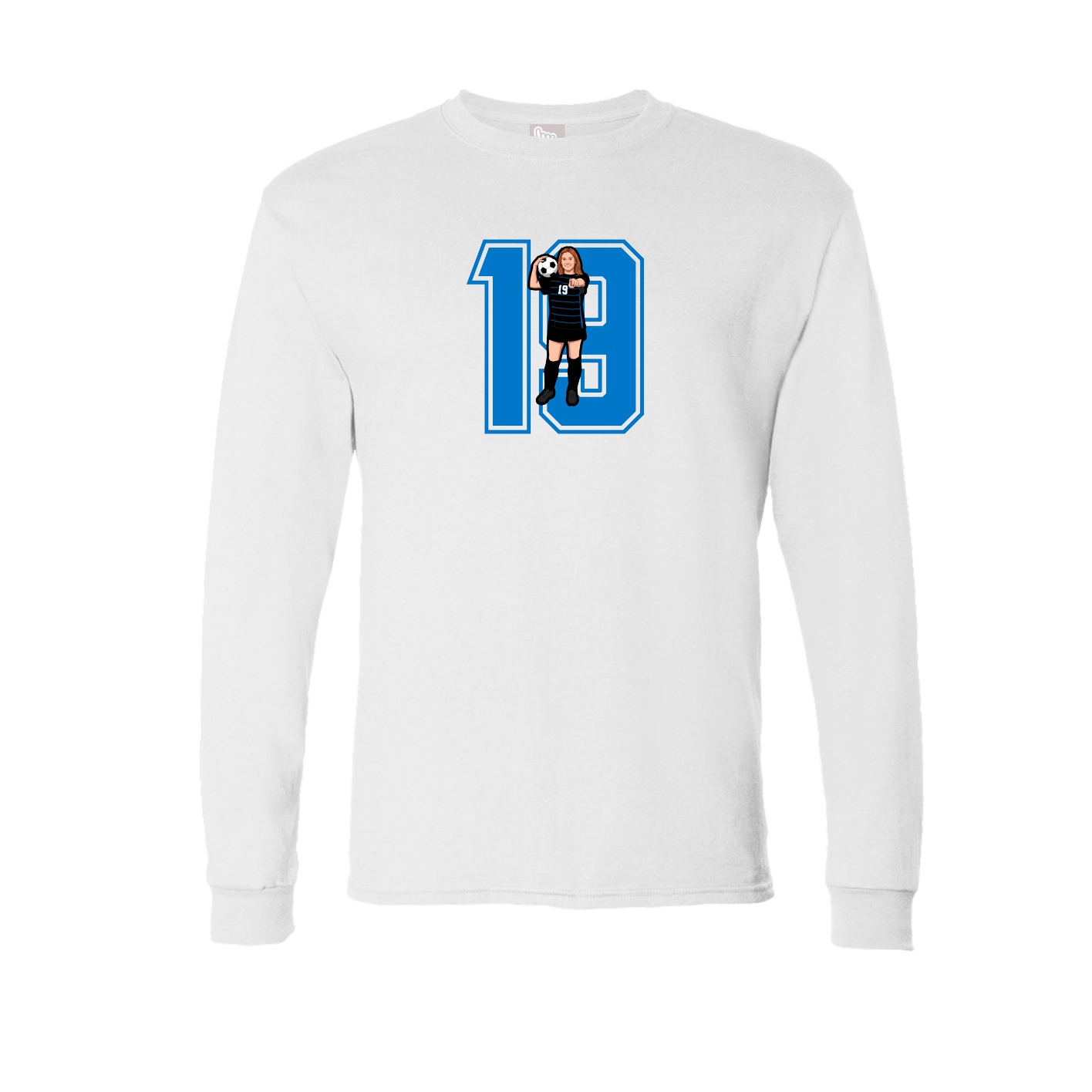 Long Sleeve Tee — Number in White