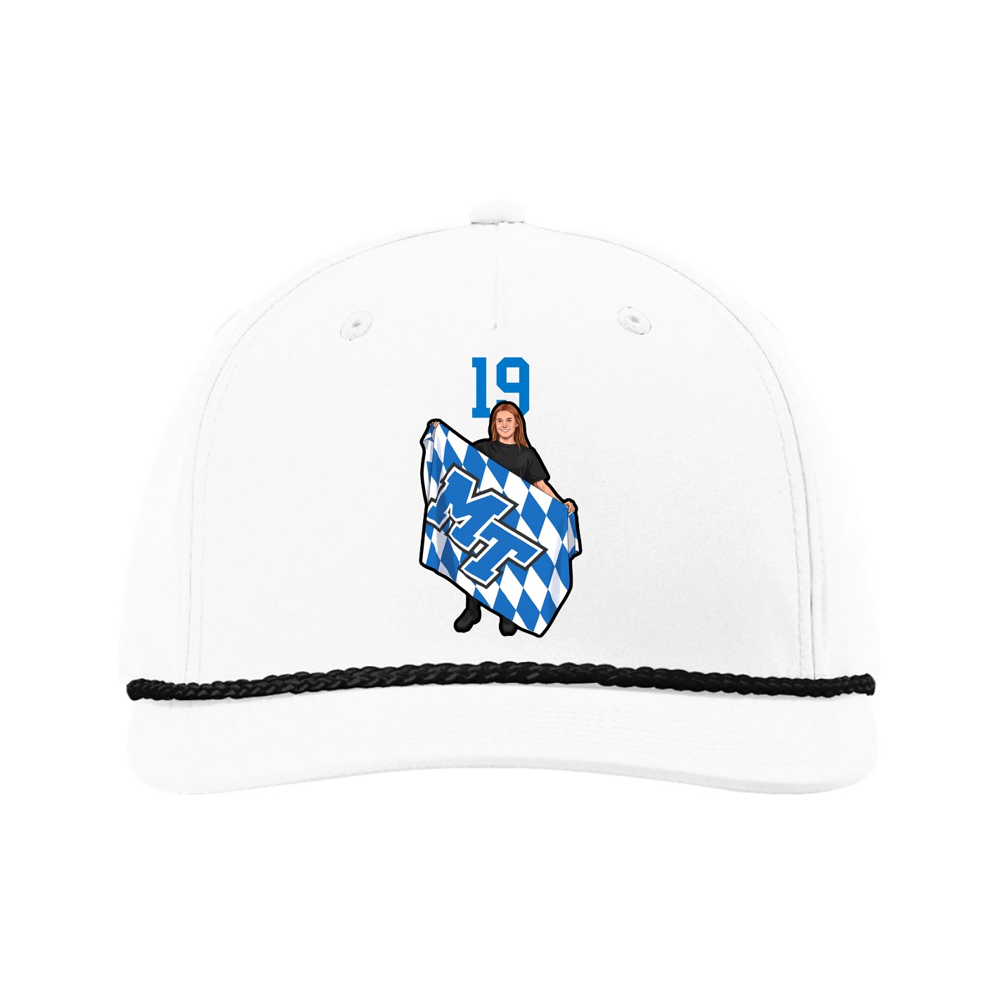 Five-Panel Classic Rope Cap — Number Top in White