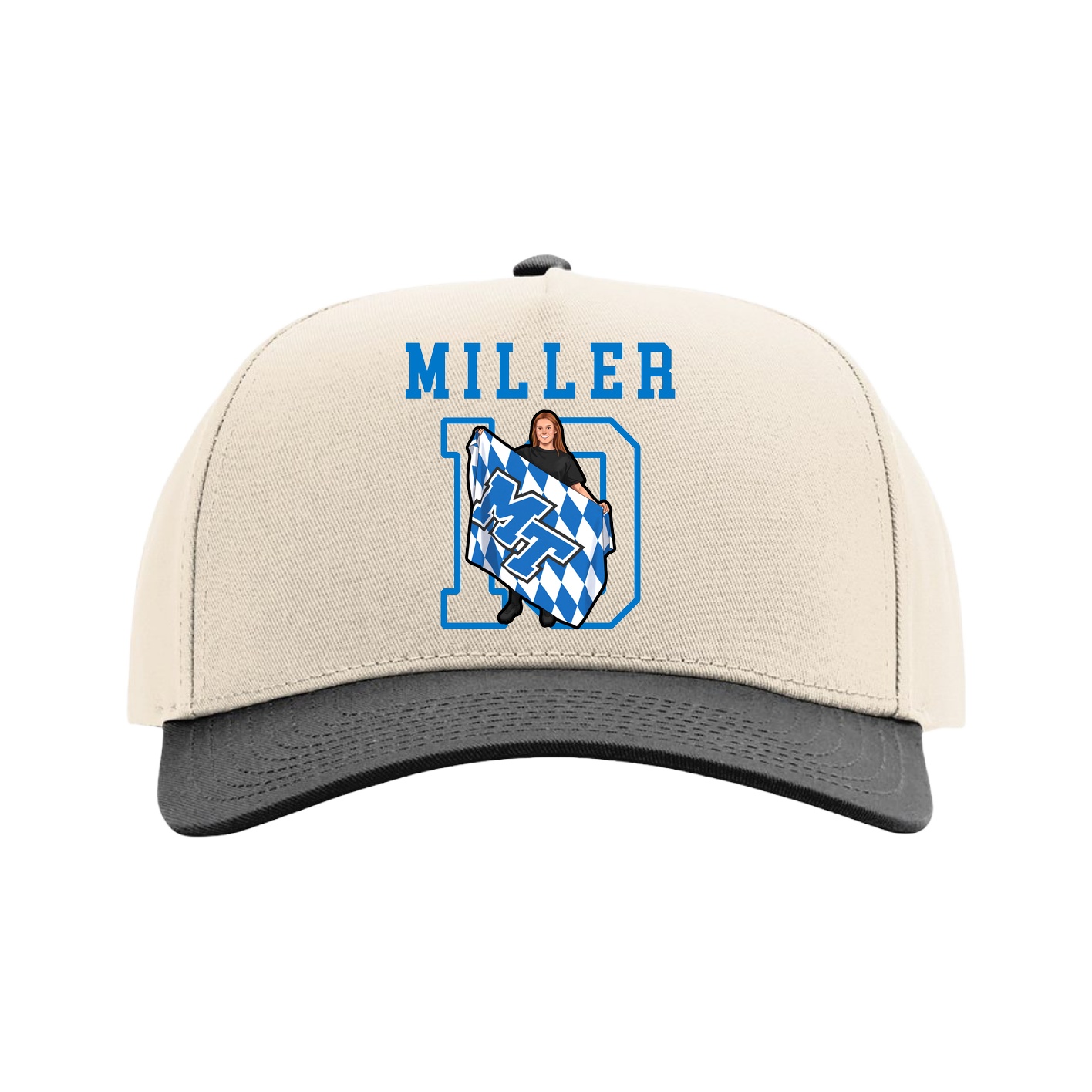 Full Fabric Five-Panel Champ Cap — Shirsey in Cream/Black