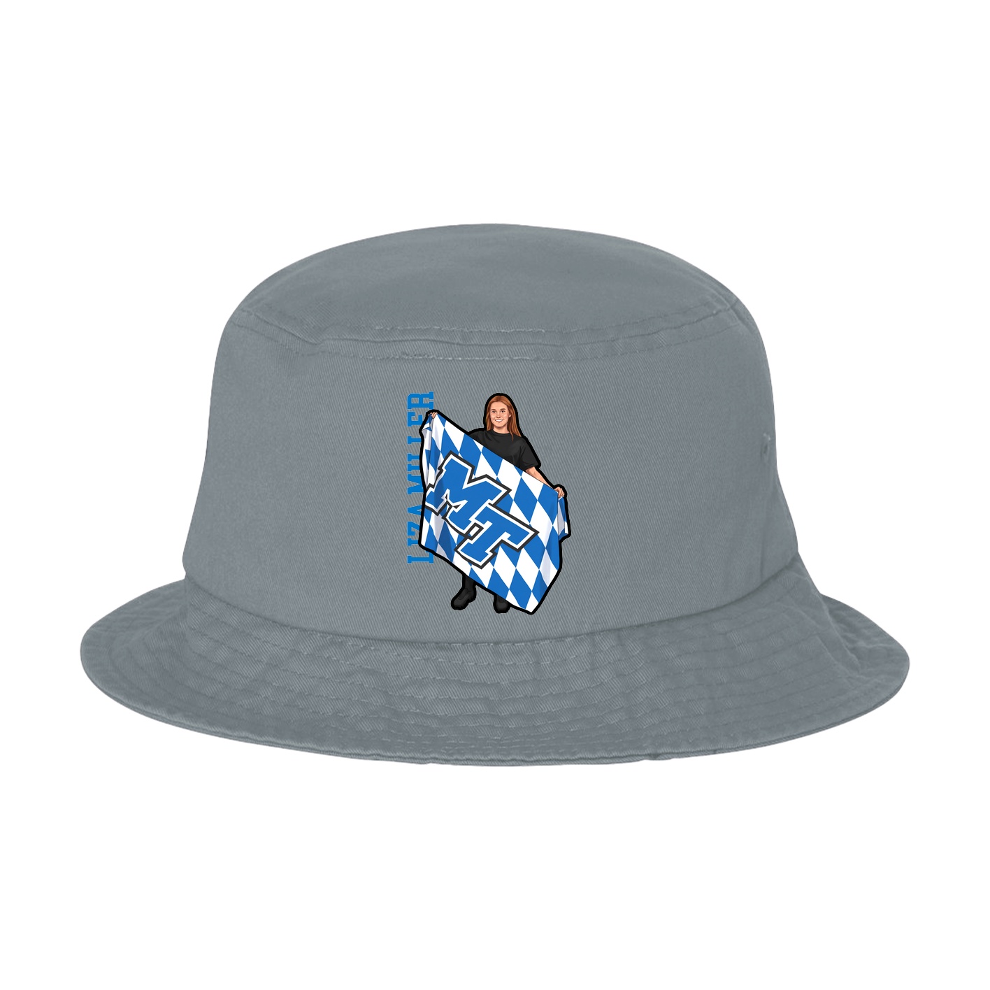 Bucket Cap — Name Vertical in Grey