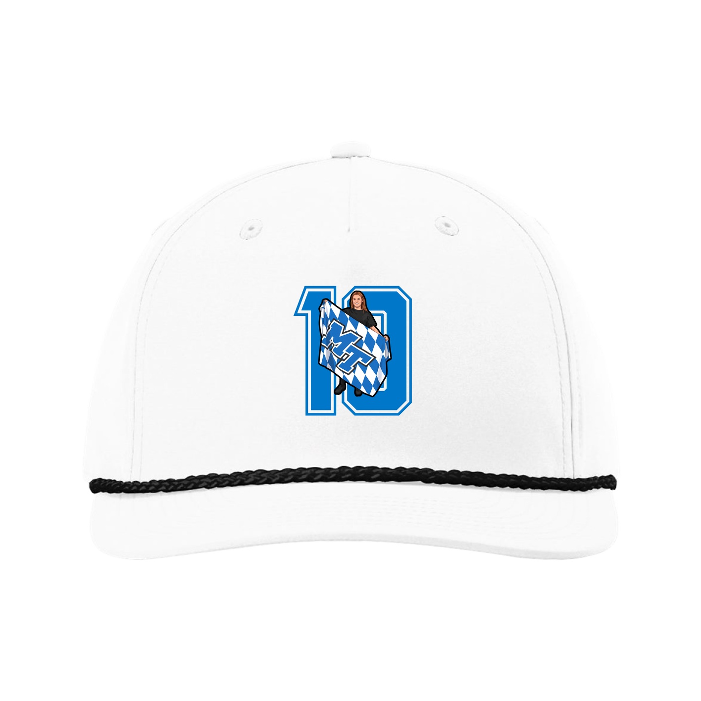 Five-Panel Classic Rope Cap — Number in White