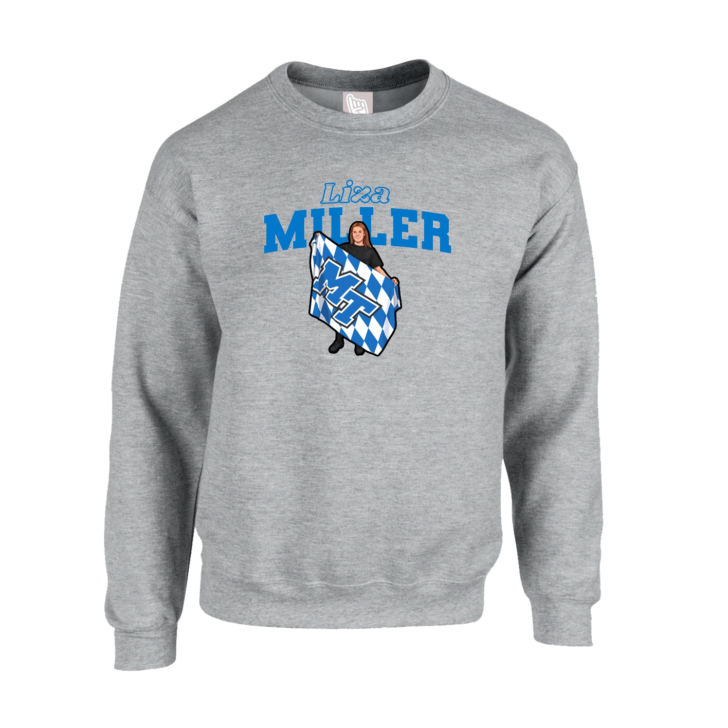 Fleece Crew — Name Arch in Grey