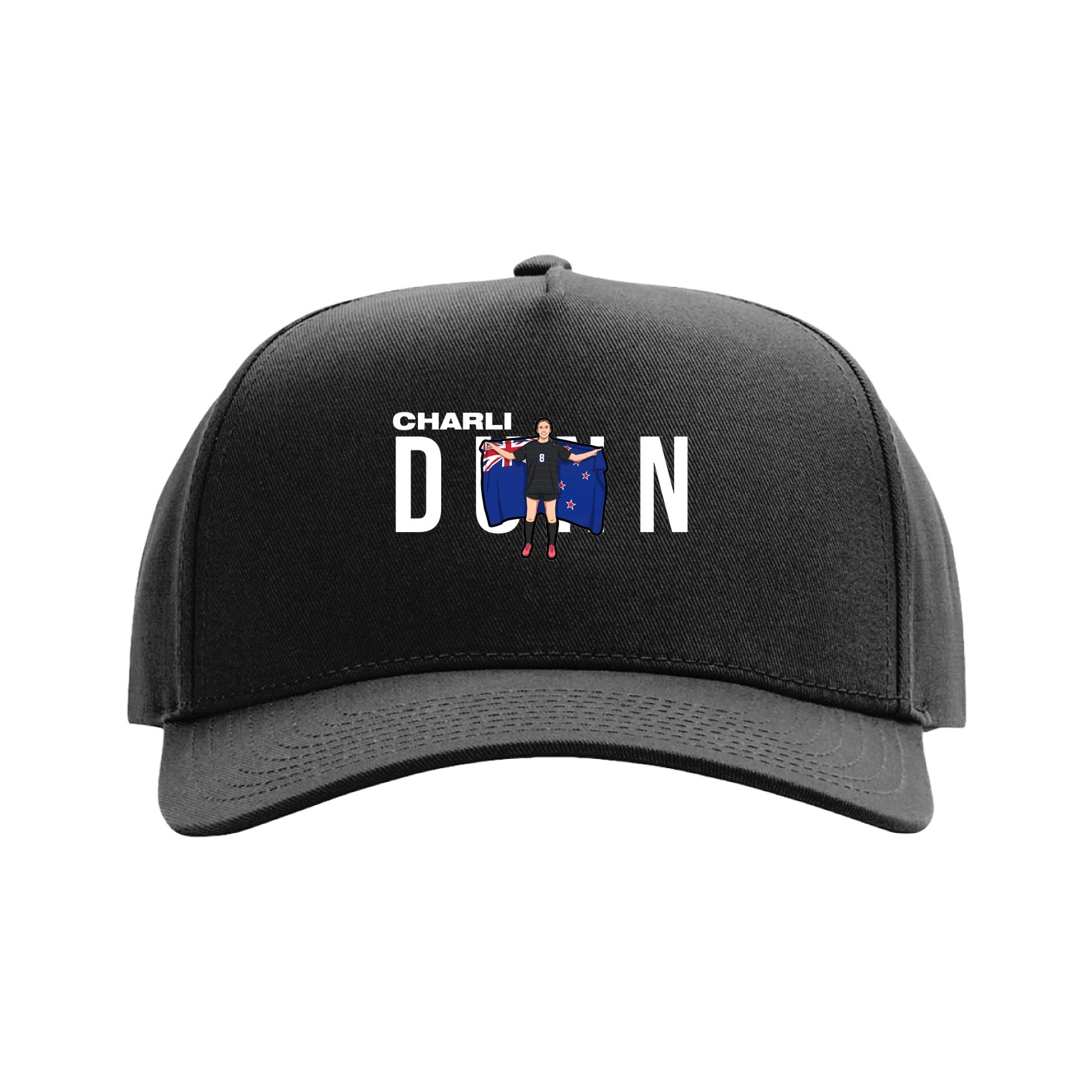 Full Fabric Five-Panel Champ Cap — Player Name in Black