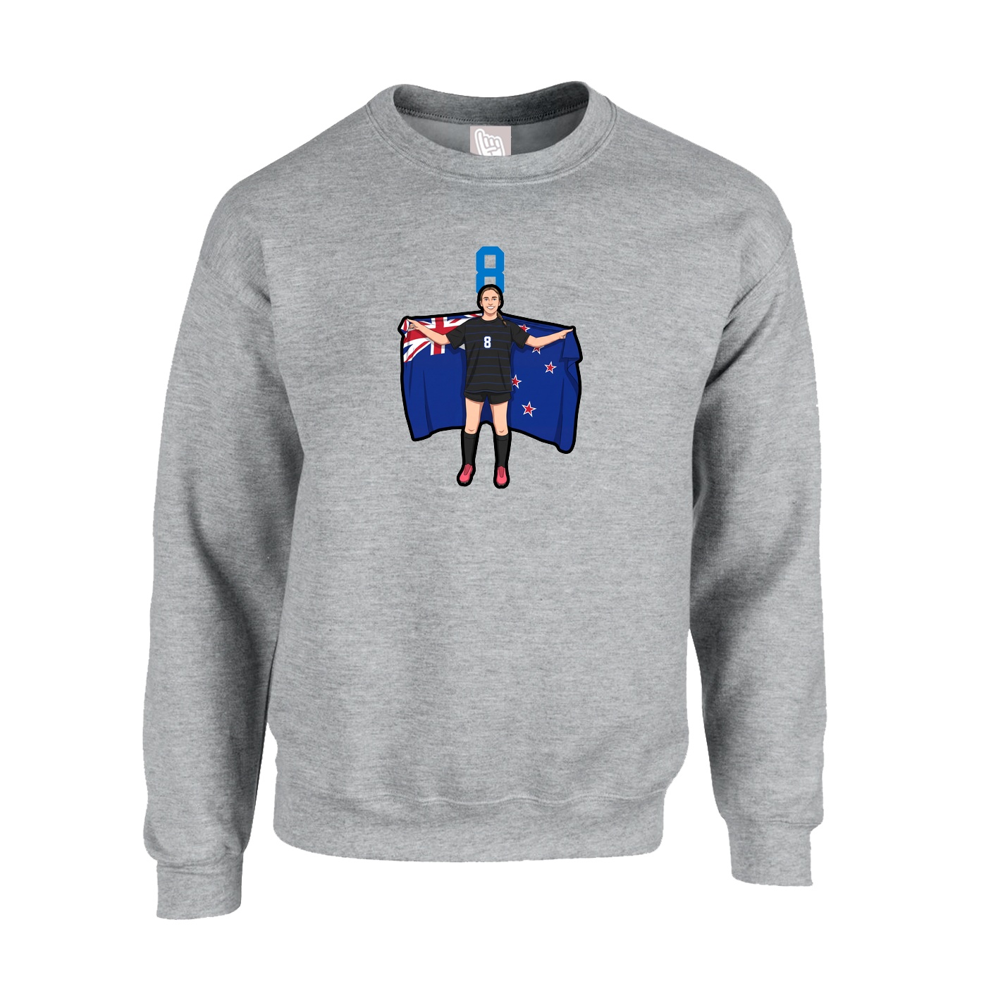 Fleece Crew — Number Top in Grey