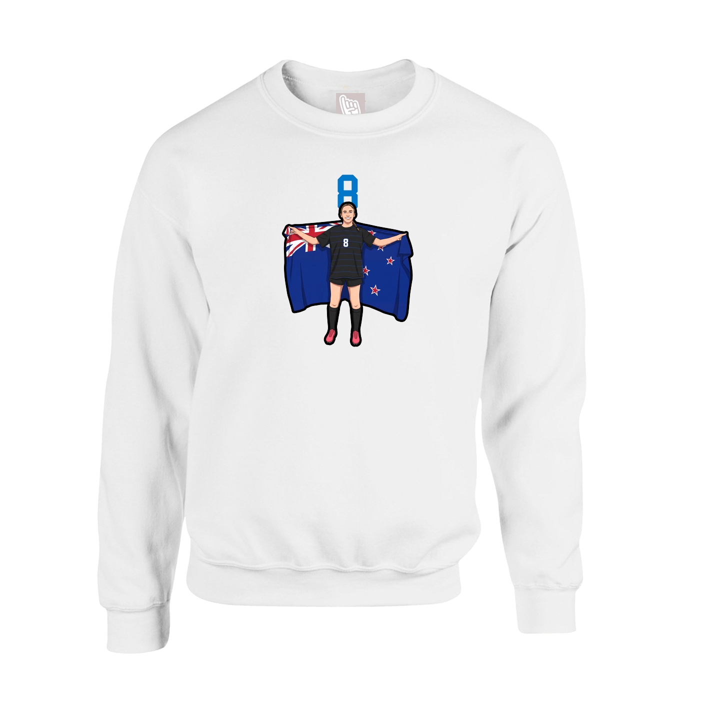 Fleece Crew — Number Top in White
