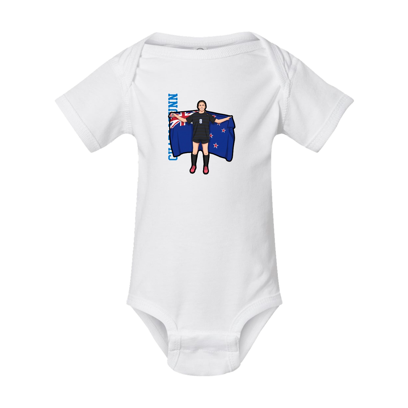 Baby Onesie — Name Vertical in White