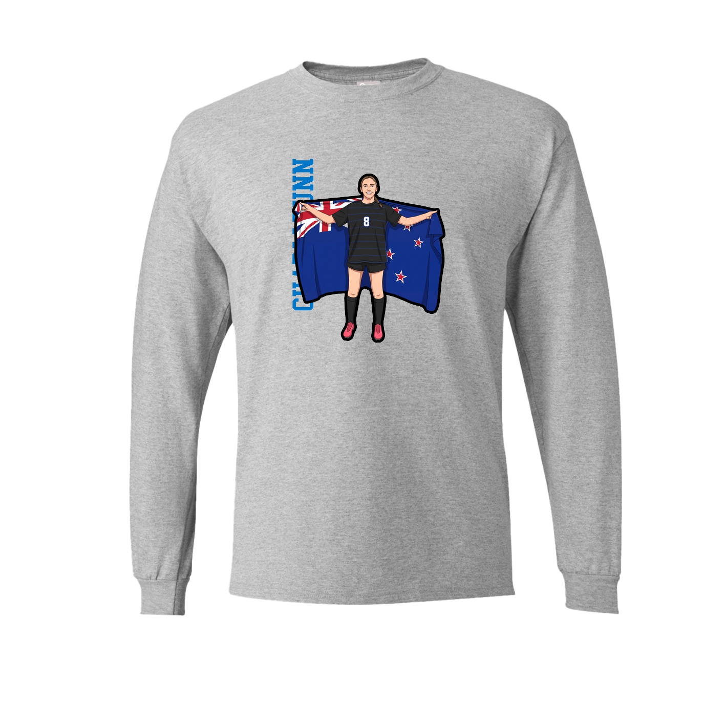 Long Sleeve Tee — Name Vertical in Grey