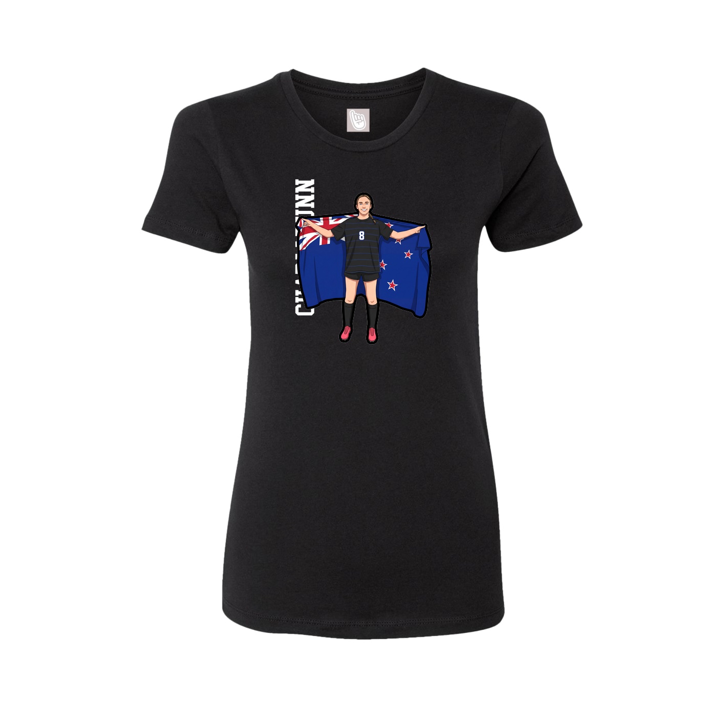 Womens Tee — Name Vertical in Black