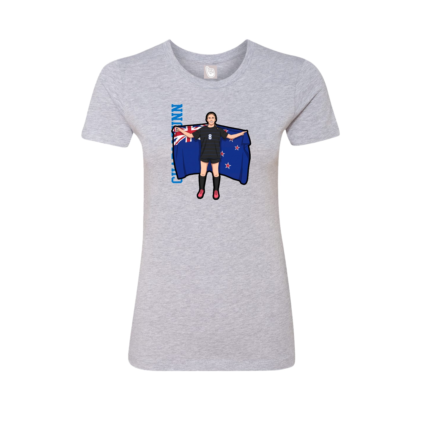 Womens Tee — Name Vertical in Grey