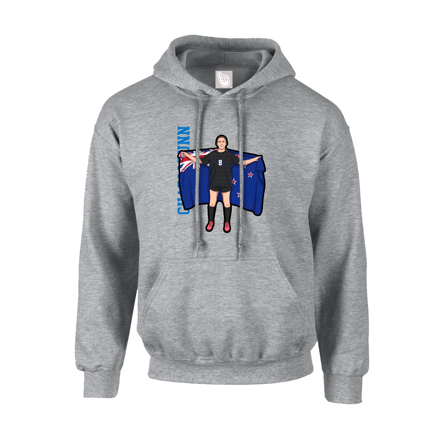 Hoodie — Name Vertical in Grey