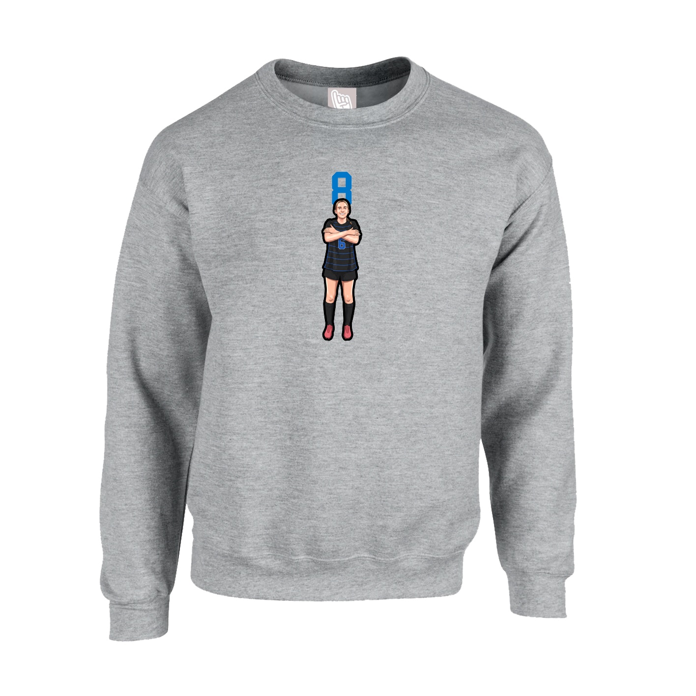 Fleece Crew — Number Top in Grey