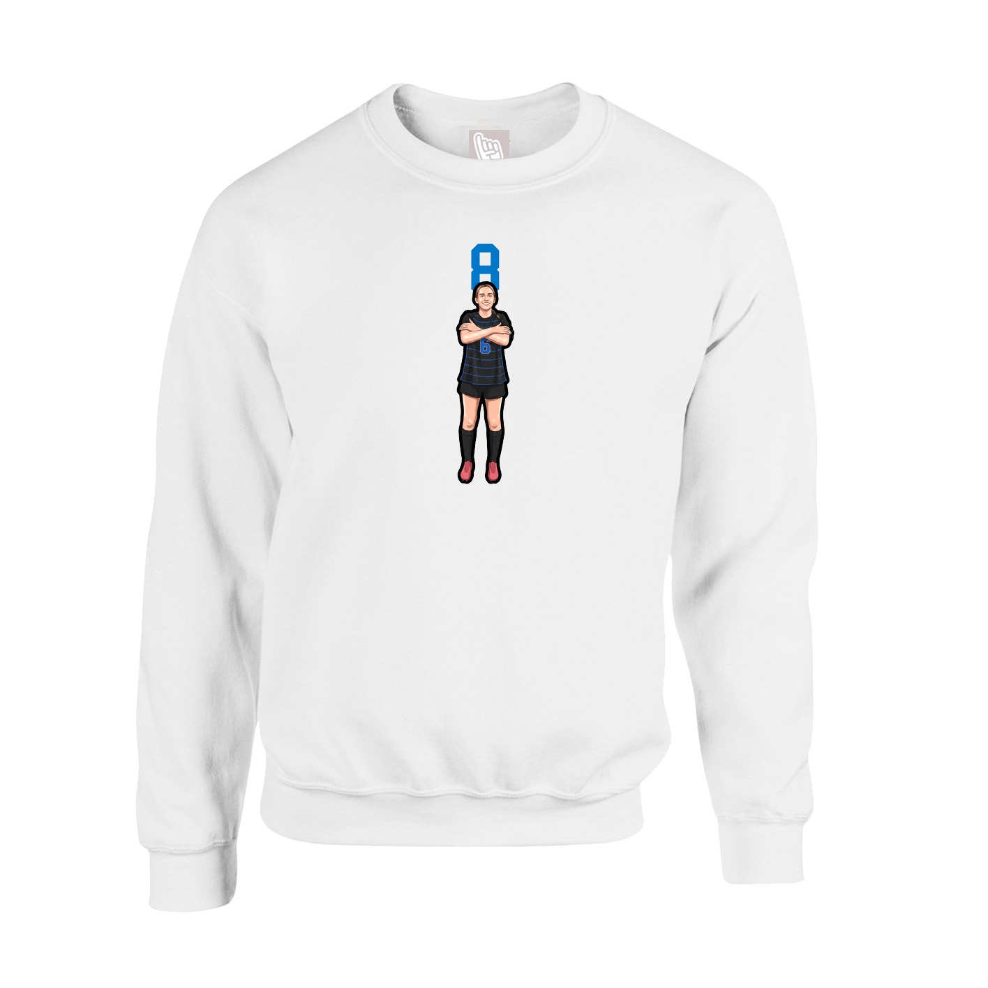 Fleece Crew — Number Top in White