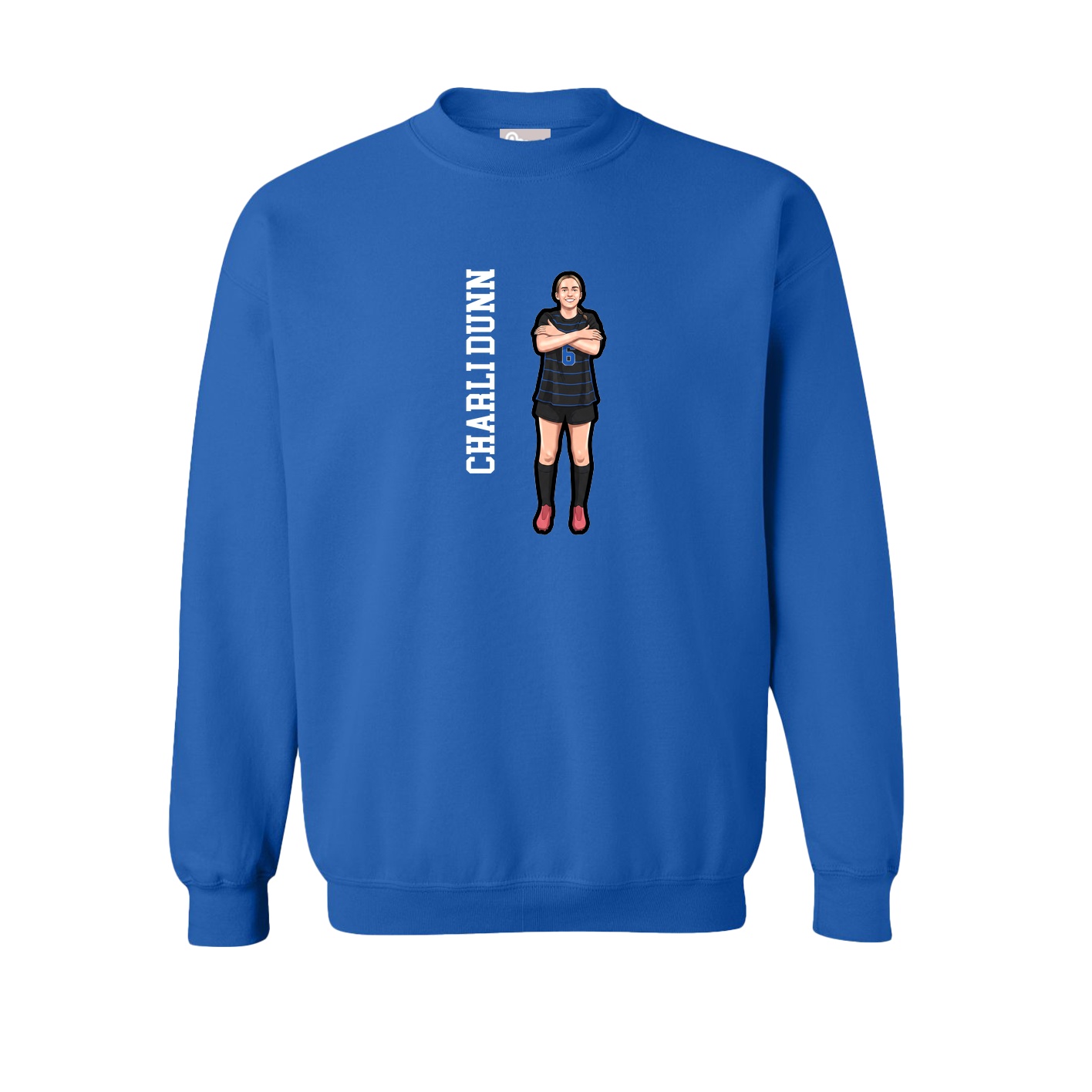 Fleece Crew — Name Vertical in Royal