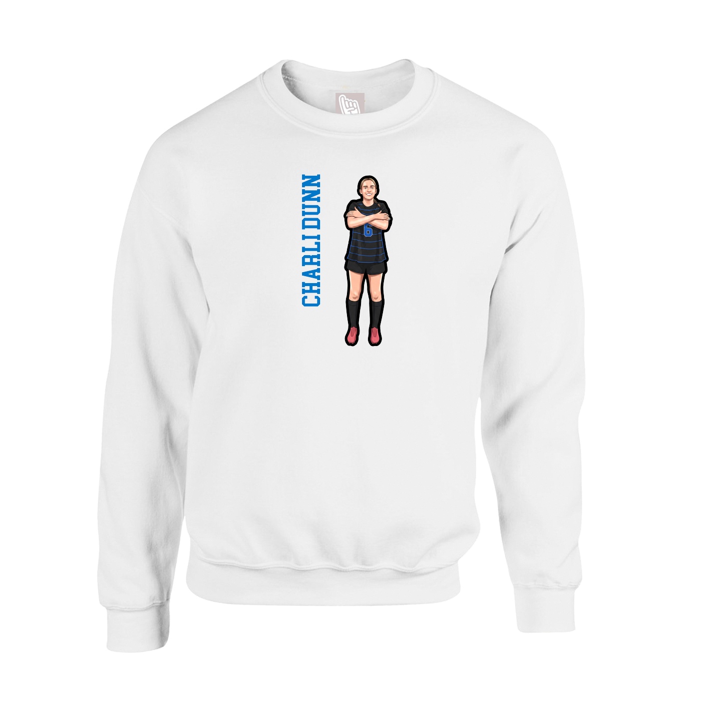 Fleece Crew — Name Vertical in White