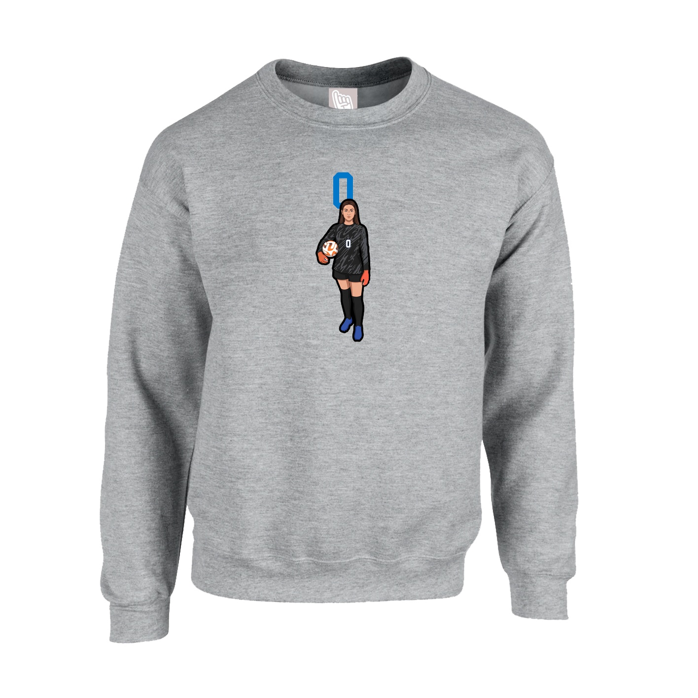 Fleece Crew — Number Top in Grey