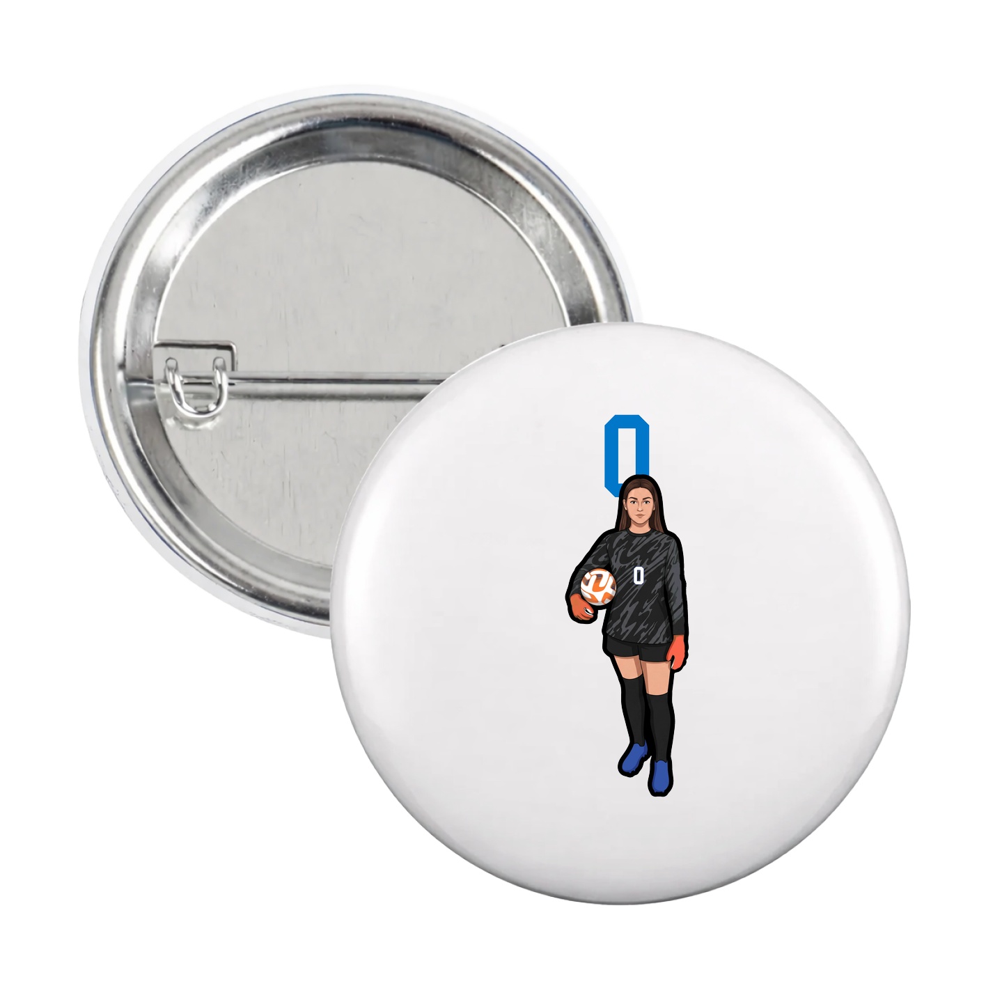 Game Day Button — Number Top in White