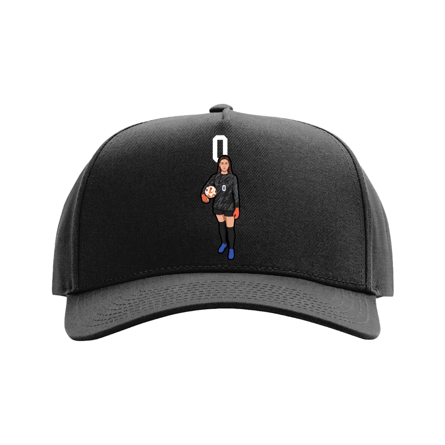Full Fabric Five-Panel Champ Cap — Number Top in Black